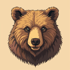 Vector Illustration of Bear Head in Realistic Style with Natural Brown Tones for Wildlife and Nature Branding