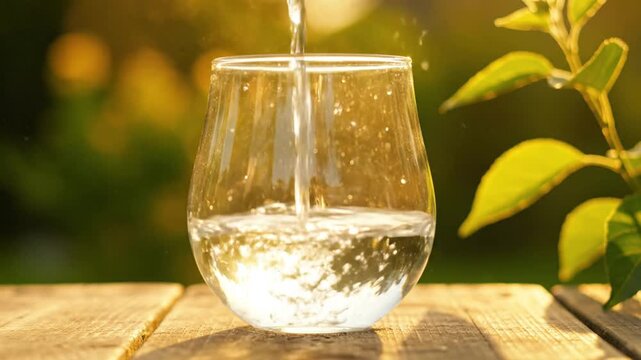 Pure Refreshment: A captivating image features water being poured into a transparent glass, inviting a feeling of purity and freshness. The scene is an ode to hydration.