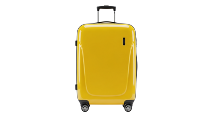Yellow Rolling Suitcase Isolated on Black Background Travel Luggage for Vacation and Business Trips