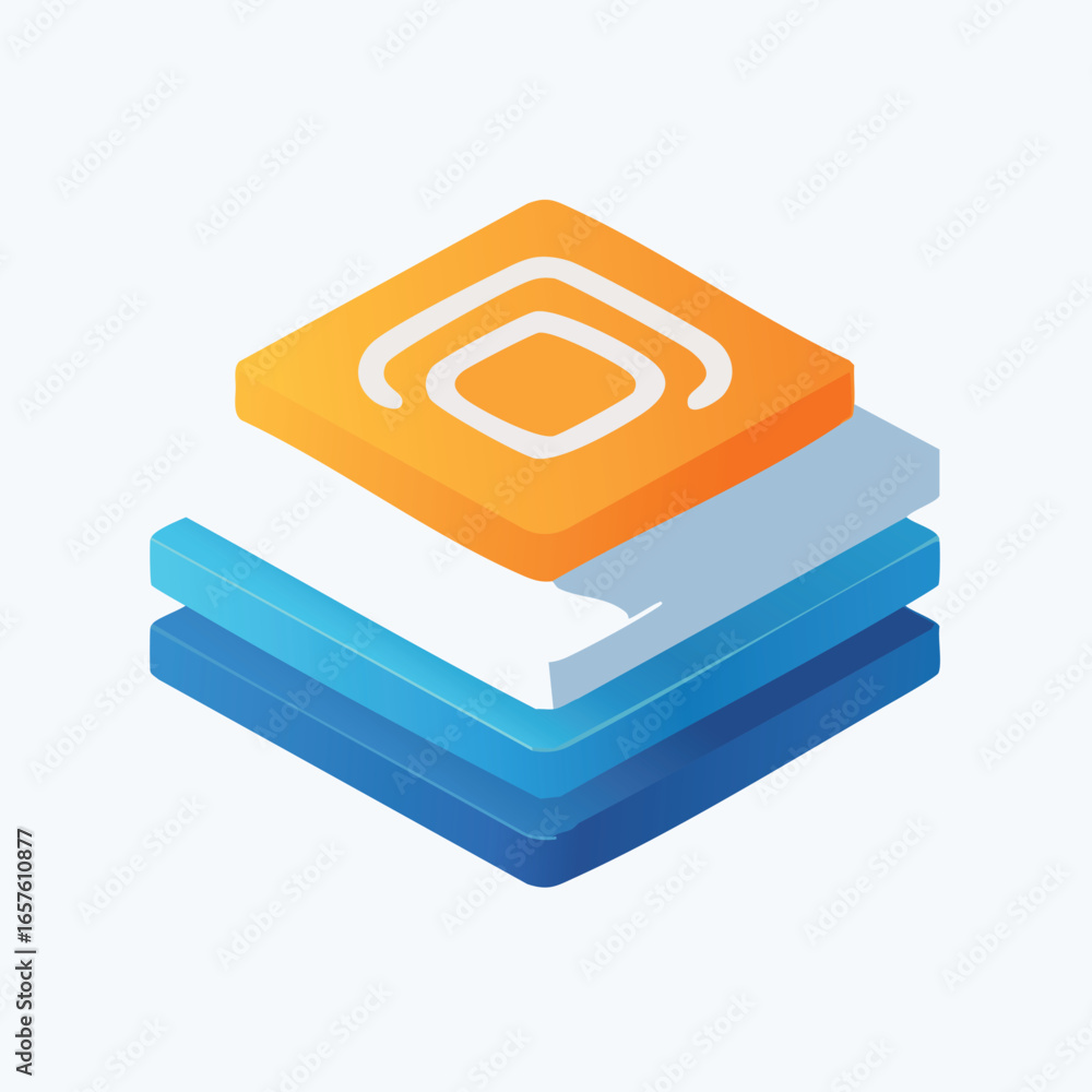 Poster abstract isometric data layers icon
