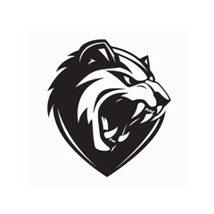 Bold Fierce Roaring Big Cat Vector Logo with Clean Simple Line