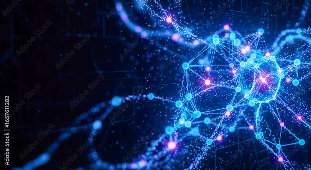 Aufkleber artificial intelligence and neural network concept. abstract futuristic background of big data conne