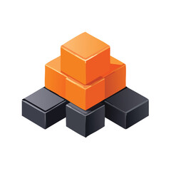 Obraz premium Abstract Orange and Gray Blocks Structure