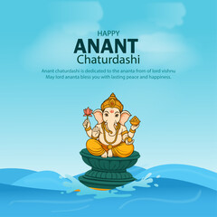 Anant Chaturdashi Festival Illustration with Lord Ganesha Idol Immersion in Water