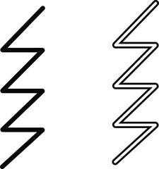 Two stylized lightning bolts, one filled in and the other outlined, showcasing power and energy. The image is perfect for conveying concepts of electrical forces. 