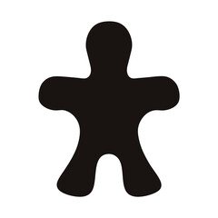 Silhouette of gingerbread man cookie icon- Black silhouette of a gingerbread man cookie icon, symbolizing holiday treats, Christmas baking, festive desserts, and sweet pastries