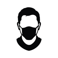 Silhouette of a man wearing a face mask for virus protection and safety, Man wearing musk silhouette vector illustration