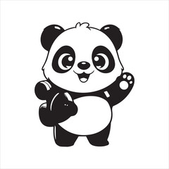 panda bear with a heart silhouette