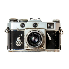 Vintage Camera Close-Up, Detailed Capture, Isolated Studio Shot Against Black Backdrop