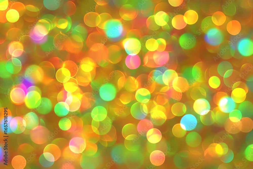 Poster bokeh orbs twinkle with warm hues, creating a festive light display effect