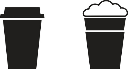 Coffee cup and mug silhouette icons, espresso, tea, takeout drinks, moka pot vector set, perfect for café, branding, menu design