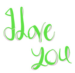 I love you green text message for valentine's day and romantic occasions on transparent background