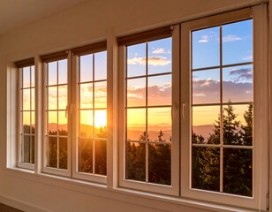 Sunrise view through windows