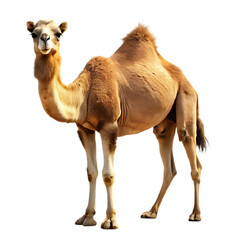 A singlehumped camel standing tall, isolated on transparent background