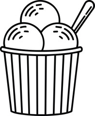 Set of ice cream and popsicle icons, line art dessert collection, summer sweet treats vector, isolated outline style for food illustrations