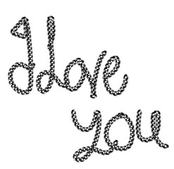 I love you message made of metal chain links for romantic expression on transparent background