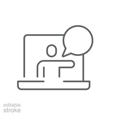 Lecturer Online Lecture Presentation Outline Icon Editable Stroke Online Education