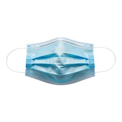 Blue medical face mask isolated on transparent background