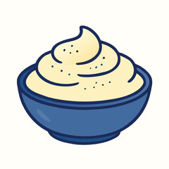 Bowl of Mashed Potatoes Vector Illustration – Creamy Food Doodle Clipart