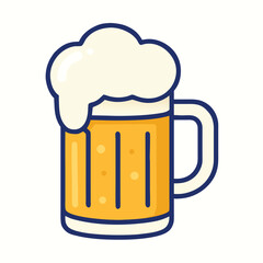 Glass of Beer with Foam - beer Mug Vector Illustration