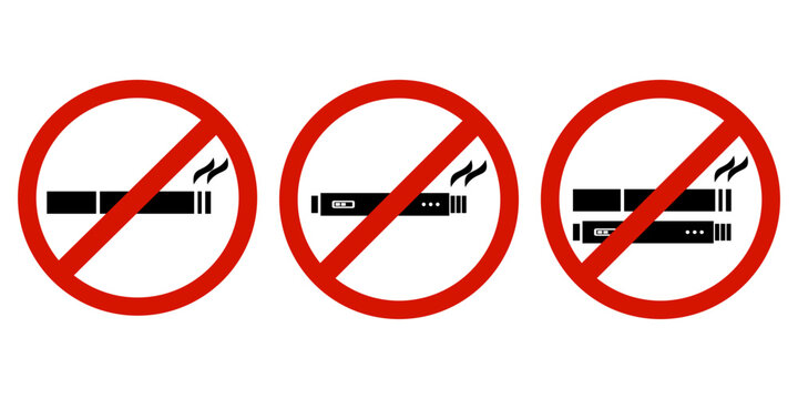No smoking and no vaping icon set. Vector  illustration. 
