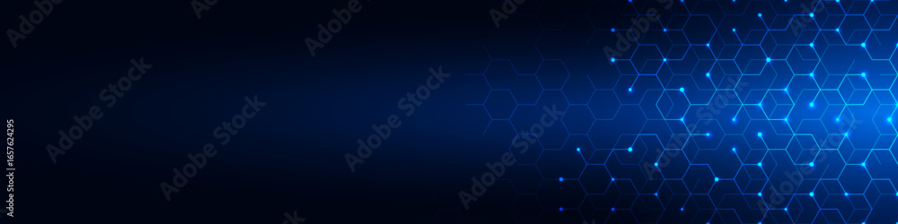 Poster abstract technology background and design element with hexagons pattern and geometric shapes