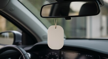 Blank Car Air Freshener Tag Mockup Interior Design Element