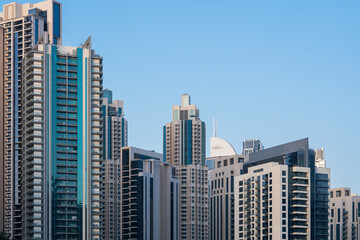 stock photo of cluster of apartments and skyscrapers in Downtown Dubai, Dubai real estate...