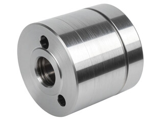 Modern Interface Knob with Brushed Steel Texture, Angled Perspective, Transparent Background.