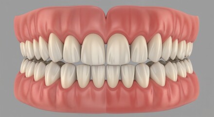 Obraz premium Detailed view of a realistic human dental model showcasing teeth alignment and structure for educational purposes