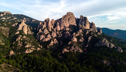 Fototapeta premium Mountain peaks and forest landscape