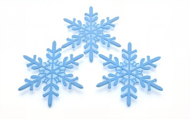 Three Blue Snowflakes Arranged In A Triangle winter cold isolated on a transparent background. High quality