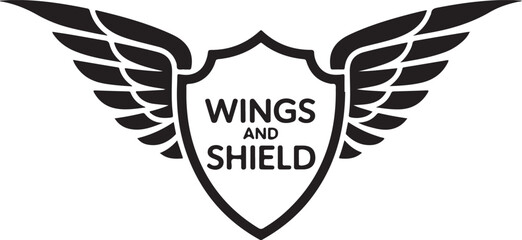 Obraz premium Guardian Wings Shield Emblems – Vector Winged Badge LogosWinged Shield Crest Emblems – Security & Protection Logo SetGuardian Wing Badge Icons – Shield & Wings Vector Collection