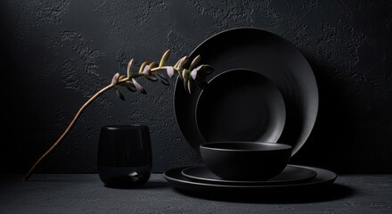 Elegant Black Tableware Set for Sophisticated Dining Experiences