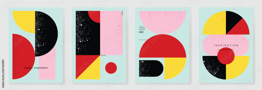 Poster modern gradient with grain texture poster on white background vector set. retro cover template with 