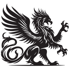 black Mythic Animal Cerberus Silhouette Vector, High Quality Illustration on White Background