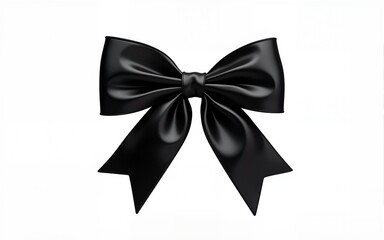 Naklejka premium Black Ribbon for Melanoma awareness, skin cancer prevention, and mourning for death loss of victims and terror attack. (Bow isolated on white background. High quality