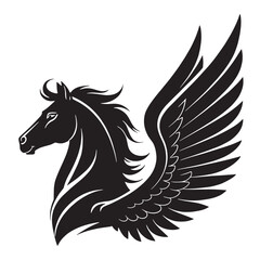 black pegasus Silhouette Vector, High Quality Illustration on White Background