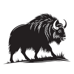 black musk ox Silhouette Vector, High Quality Illustration on White Background