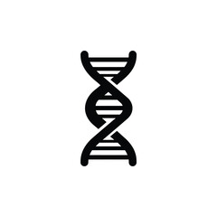 Black and white icon of a dna double helix structure