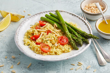 Millet with asparagus and lemon