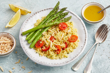 Millet with asparagus and lemon