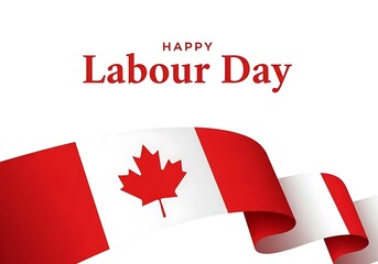 Happy labour day with canadian flag isolated on white background