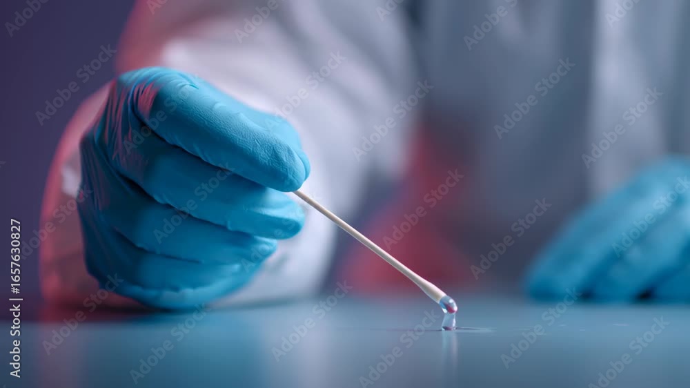 Poster evidence based procedures for crime scene investigators using gloves and swab to collect forensic sa