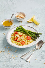 Millet with asparagus and lemon