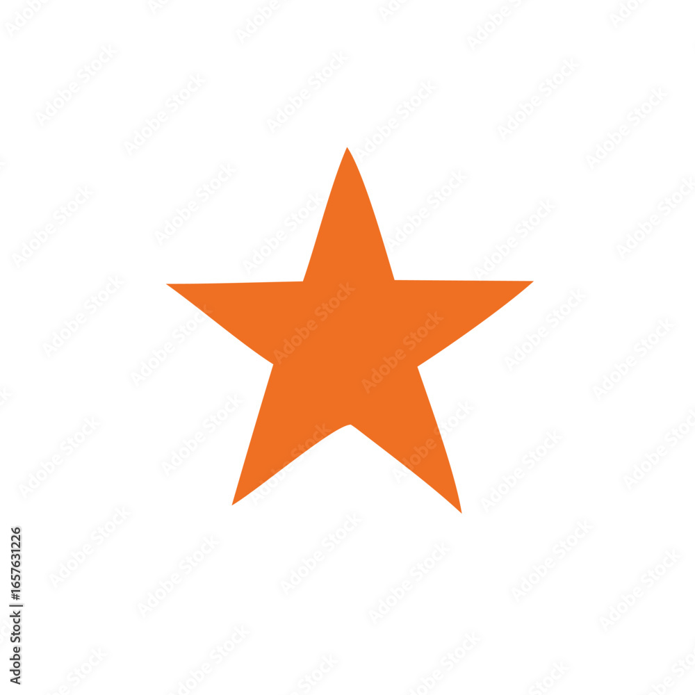Poster a simple bold orange five pointed star with a subtle textured pattern against a clean white backgrou