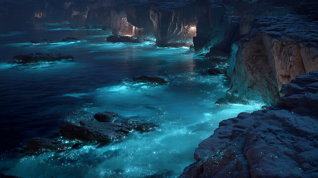 Explore bioluminescent bay in puerto rico with glowing water and caves for an unforgettable night adventure - Powered by Adobe
