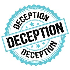 DECEPTION text on blue-black round stamp sign