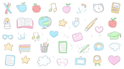 Fototapeta premium seamless pattern with school supplies,hand-drawn doodle Back to school concept background with equipment and stationery pattern icon