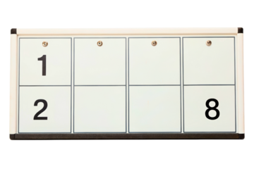 Changeable number display board isolated with transparent background
